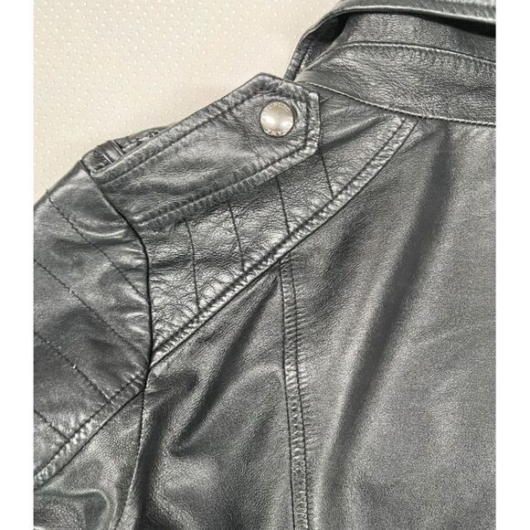 Banana Republic Women's Essential Leather Moto Jacket Asymmetrical Zip Size M - Picture 9 of 12